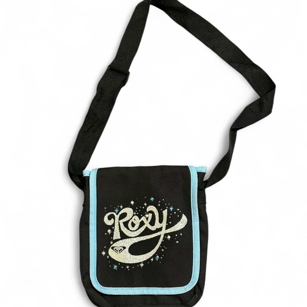 Roxy Black Messenger Bag with Blue Trim